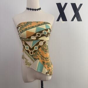 Vintage Y2K Strapless Handkerchief Tube Top Asymmetrical Indie Sleaze XS